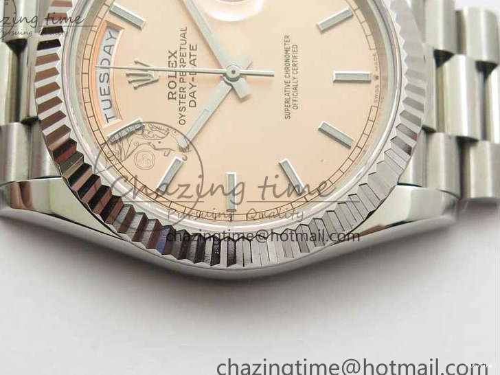 MiroTime 0111 Neat Day-Date 40mm 228239 BP New Dial Version 904 SS RG Stick Markers Dial on SS President Bracelet A 2819